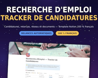 Job Search Tracker (French Notion) | Application Tracking, Follow-ups, Interviews | CV Networking, Salaries | Job Tracker | French Template