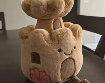 Sandcastle Plush Toy – Soft Beach Castle Stuffed Animal, Coastal Nursery Decor 25cm