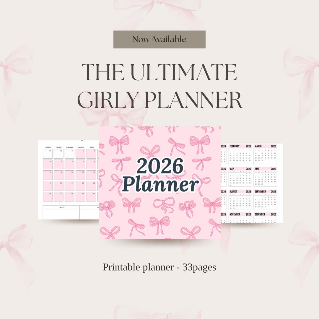 2026 Planner - Pink Bows | to Do Lists | Organised Daily, Weekly ...