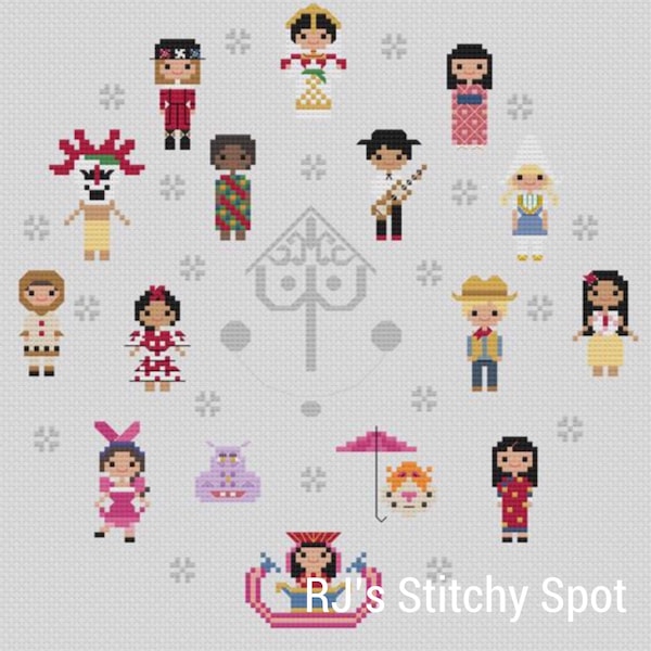 PATTERN - Happiest Cruise Children - World Showcase - Small World Inspired Cross Stitch Pattern Download