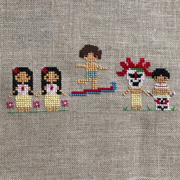 PATTERN - Happiest Cruise Children - Hawaii Full Scene - Small World Inspired Cross Stitch Pattern Download