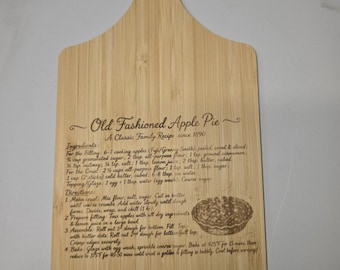 Old Fashion Apple Pie Handwritten Cutting Board