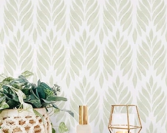 Modern Peel Stick Wallpaper 17.3"X393" Self Adhesive Wallpaper Green floral decor modern