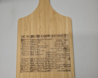 Handwritten Recipe For A Happy Birthday Cutting Board Decor 11x5