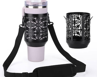 Metal Stanley Cup Holder with Strap, Ornate Water Bottle Carrier Bag