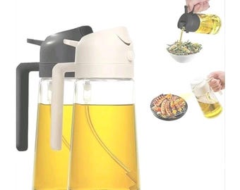 2-in-1 Olive Oil Spray Bottle – Black Glass Kitchen Dispenser