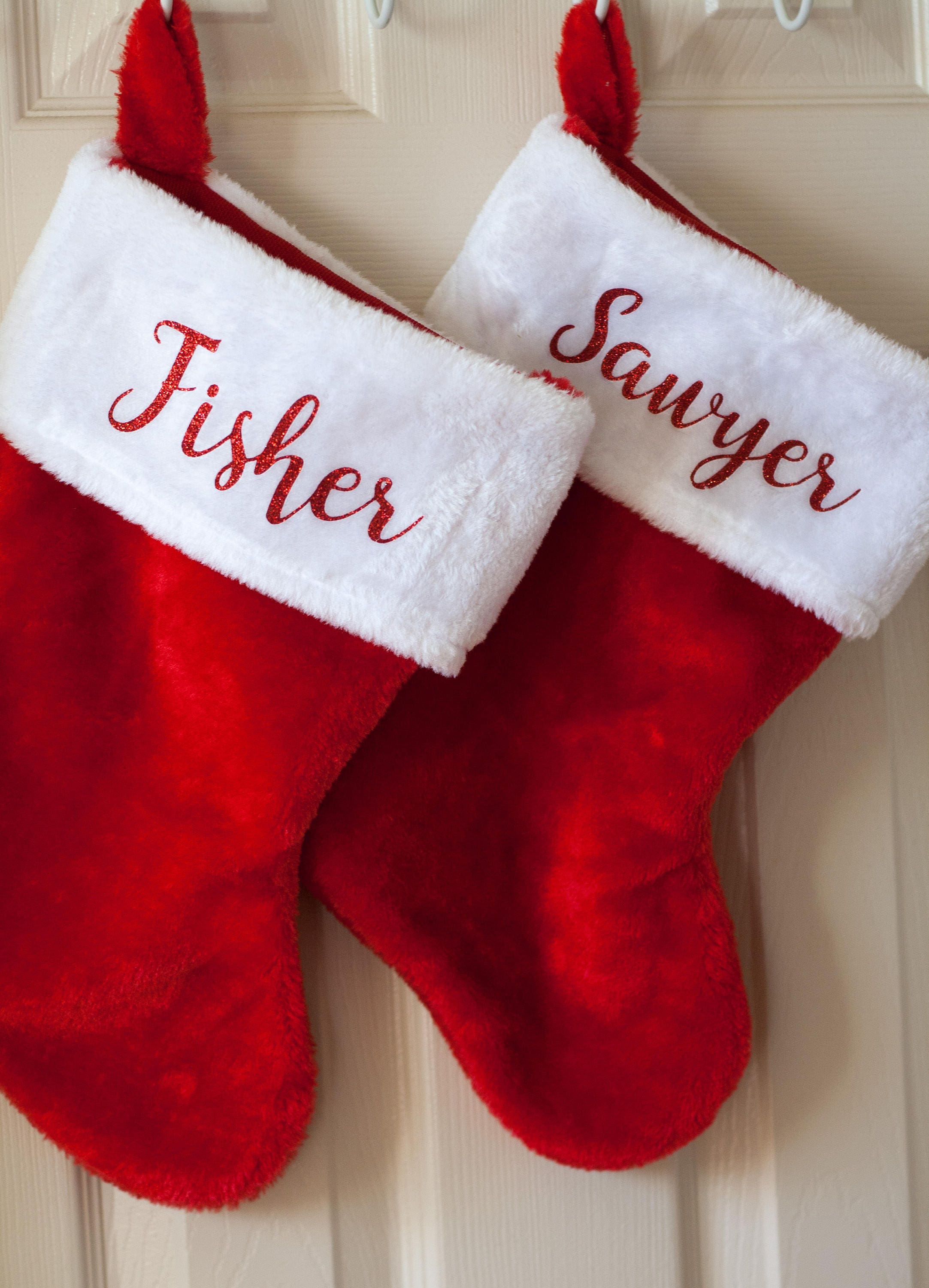 Plush Christmas Stockings - Custom & Personalized with Name, Red Family  Stockings