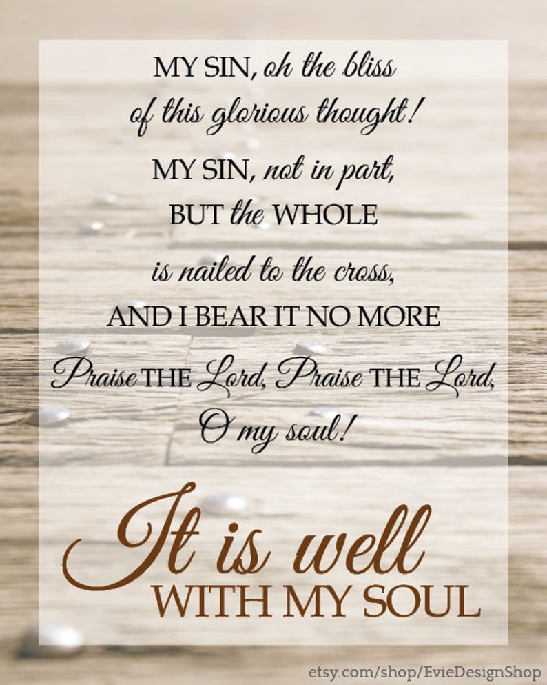 PRINTABLE ARTWORK It is Well with My Soul Hymn Lyrics Etsy