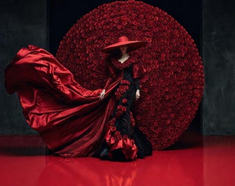 Benutzerdefinierte AI Fashion Portrait | Rote Rosen Digitaldruck| Muttertagsgeschenk | (Digitaler Download)