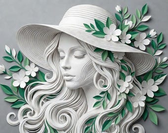 Personalisierte Papierkunst Porträt | 3D Papierskulptur Gesicht Muttertagsgeschenk (Digitaler Download)