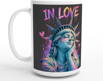 IN LOVE Statue of Liberty 15oz Mug – Pop Art NYC Coffee Cup