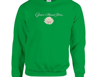 Grace In Human Form Lotus Long Sleeve Shirt, Spiritual Tee, Floral Mindfulness Top, Unisex Longsleeve T-Shirt, Yoga Gift