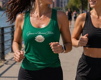 Grace In Human Form Lotus Tank Top, Spiritual Yoga Tank, Floral Mindfulness Shirt, Premium Unisex Sleeveless Top, Meditation Gift