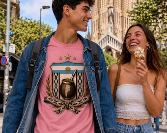 Unisex T-Shirt with Argentine Mate Crest | Gildan 5000 Premium T-Shirt | Argentina-Inspired Design | Casual Streetwear | Original Gift