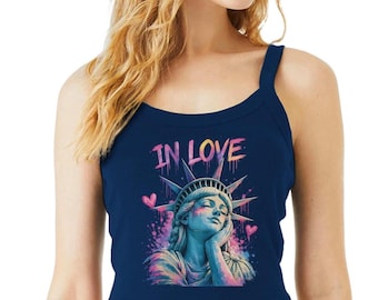 IN LOVE Statue of Liberty Tank Top – NYC Pop Art Aesthetic Ribbed Tank