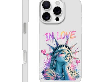 IN LOVE Statue of Liberty Slim Phone Case – NYC Pop Art Aesthetic