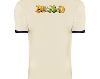 BLESSED Unisex Ringer T-Shirt | Next Level 3604 Retro Graphic Tee | Vintage Streetwear Contrast Collar Shirt