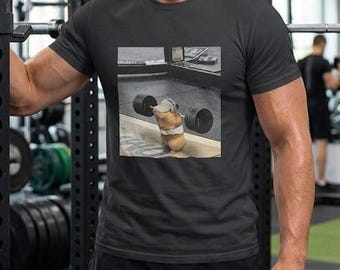 Workout Cat T-Shirt, Funny Gym Fitness Graphic Tee