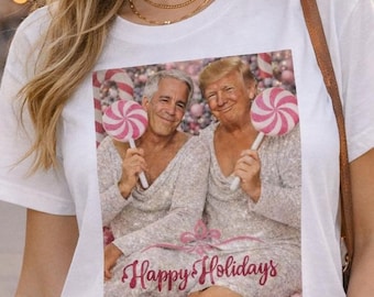 Trump&Epstein Funny T-Shirt, Dark Humor Political Tee, Viral Meme T-Shirt, Controversial Graphic Tee, Satirical Gift Idea Unisex