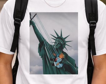 Trump Puppet  Statue of Liberty  Political Satire T-Shirt, USA Meme Streetwear Tee