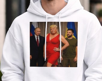 Funny Trump Skirt Sweatshirt, Political Meme Apparel, Unisex Satire Pullover, Gift for Republicans & Democrats