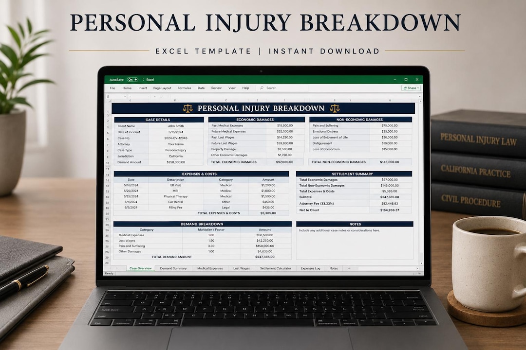 Personal Injury Settlement Calculator Excel Template Attorney ...