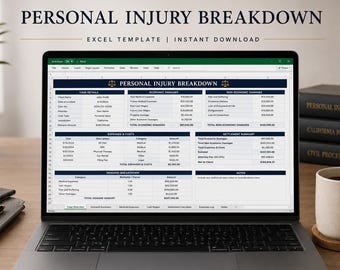 Personal Injury Settlement Calculator Excel Template Attorney Disbursment List Digitaler Download