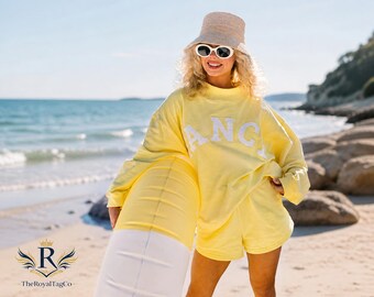 Women's Sweatshirt and Shorts Lounge Set, Soft Polyester Comfort, Cozy Fleece, Pastel Colors