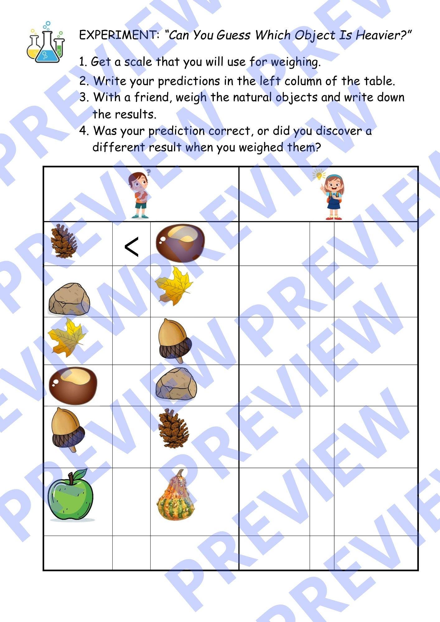 Weighing and Comparing Objects Science Activity for Kids | Measurement ...