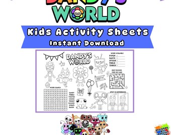 Dandy's World Kids Activity Sheet | Party Games Placemat | 4 x Designs | Instant Digital Download