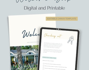 Gids voor kortetermijnverhuur en sjabloon voor bewegwijzeringbundel | Airbnb + VRBO-welkomstgids (bewerkbaar canva)