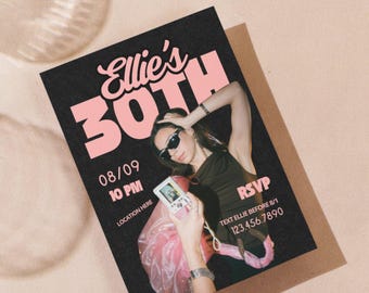 30e verjaardagsuitnodiging bewerkbare canvassjabloon met foto | Direct downloaden