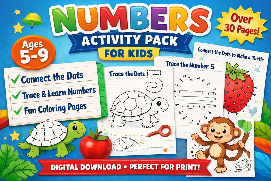 Number Tracing & Connect the Dots Worksheet | Kids Learning Numbers 1-9 ...