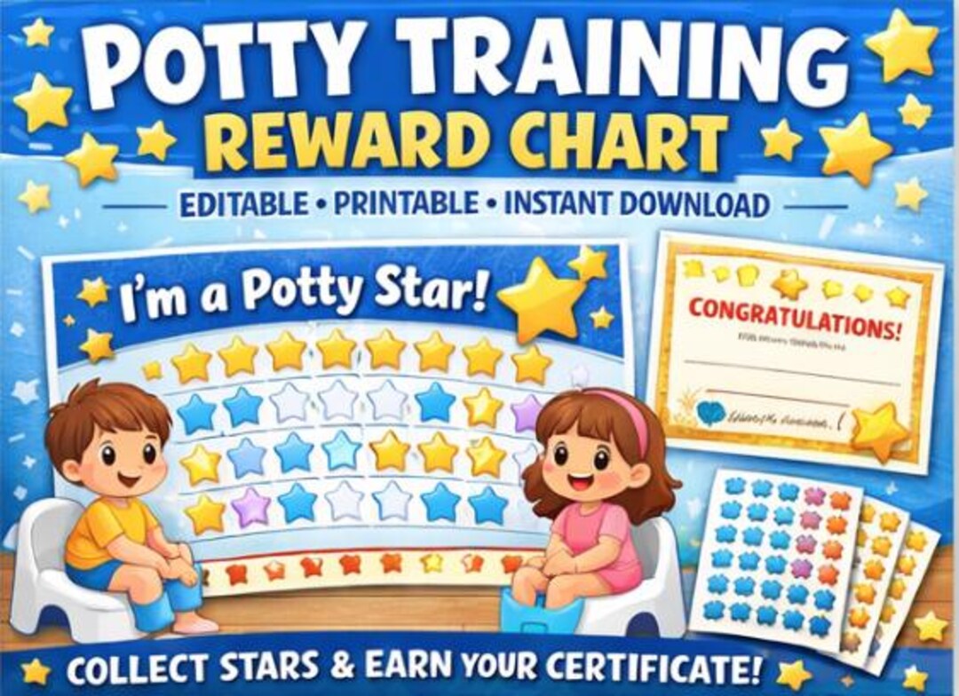 Princess Potty Training Reward Chart Bundle – Editable Canva Template ...