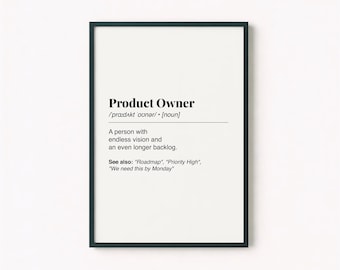 Definizione di Product Owner Stampa / Divertente decorazione murale IT / Regalo per Product Manager / Decorazione minimalista Scrum / Download digitale / Poster per ufficio