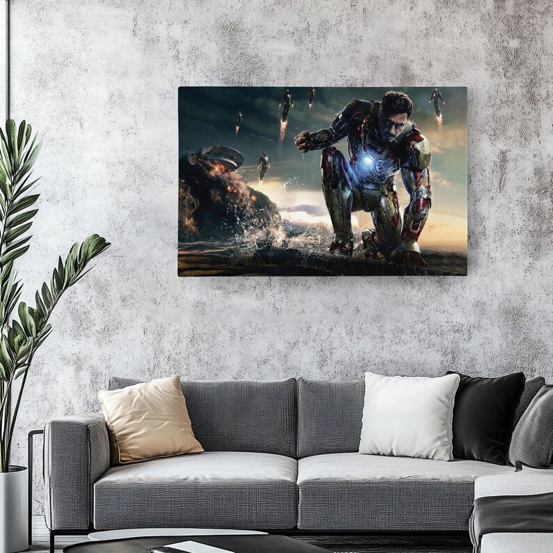 Iron Man Mark 42 Armor Canvas Wall Art, Marvel Superhero Canvas Print, Avengers Tony Stark Poster, Comic Book Movie Wall Decor Artwork afbeelding 5