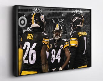 Pittsburgh Steelers Killer Bs Ben Roethlisberger Antonio Brown LeVeon Bell Canvas Wall Art NFL Legends Football Poster Sports Man Cave Decor
