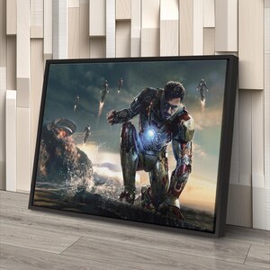 Iron Man Mark 42 Armor Canvas Wall Art, Marvel Superhero Canvas Print, Avengers Tony Stark Poster, Comic Book Movie Wall Decor Artwork afbeelding 3