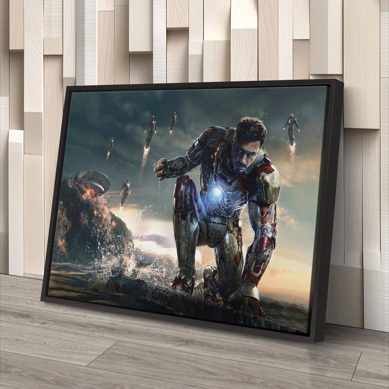 Iron Man Mark 42 Armor Canvas Wall Art, Marvel Superhero Canvas Print, Avengers Tony Stark Poster, Comic Book Movie Wall Decor Artwork afbeelding 3