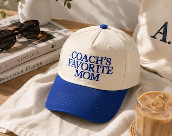 Coach's Favorite Mom Sports Embroidered Hat, Varsity Style, Gift For Her
