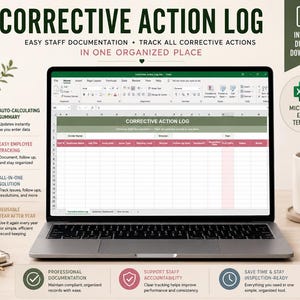 Corrective Action Log | Childcare Staff HR Tracker | Excel Spreadsheet | Daycare Director Documentation Tool