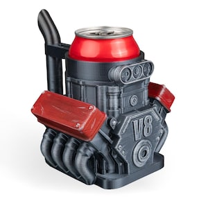 V8 Engine Can Holder - 3D Printed & Hand Painted Beer Soda Holder - Car Guy Gift