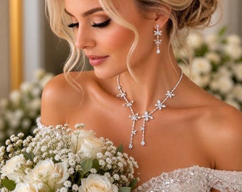 Butterfly Wedding Accessories ,CZ Wedding Jewelry Set, Crystal Bridal Necklace