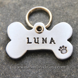 Custom Metal Bone Dog Name Tag, Dog Tags for Dogs Personalized