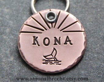 Personalized Pet ID Tag, Copper, Whale Tail