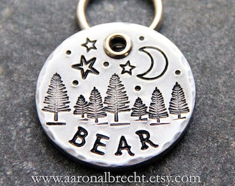 Dog Tags for Dogs Personalized, Nature, Trees, Starry Night