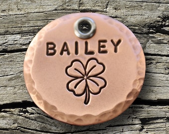 Dog Tags for Dogs Personalized, Pet ID Tag, Four Leaf Clover, Good Luck Tag