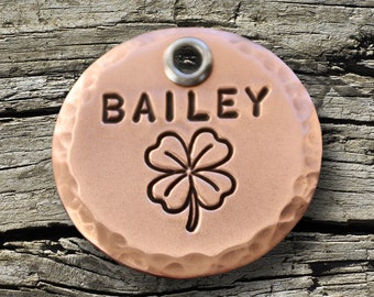 Dog Tags for Dogs Personalized, Pet ID Tag, Four Leaf Clover, Good Luck Tag