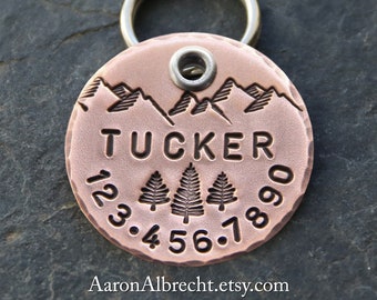 Pet ID Tag Mountain, Dog Tag Copper, Dog Tags For Collar