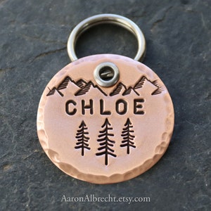 Dog Tags for Dogs Personalized, Pet ID Tag, Nature, Mountains, Trees